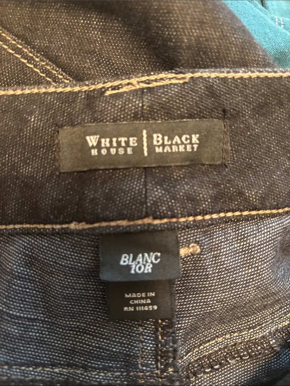 White House Black Market Black Wide Leg Jeans with Contrast Stitching - Picture 5 of 7